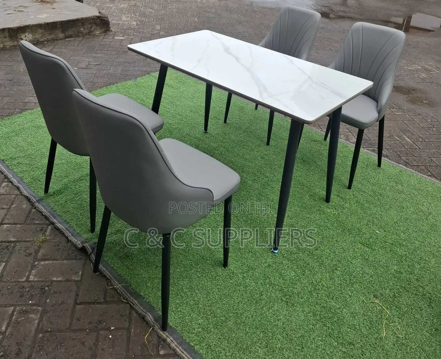 Dining Tables; 4-Seater Marble Top Modern Dining Sets
