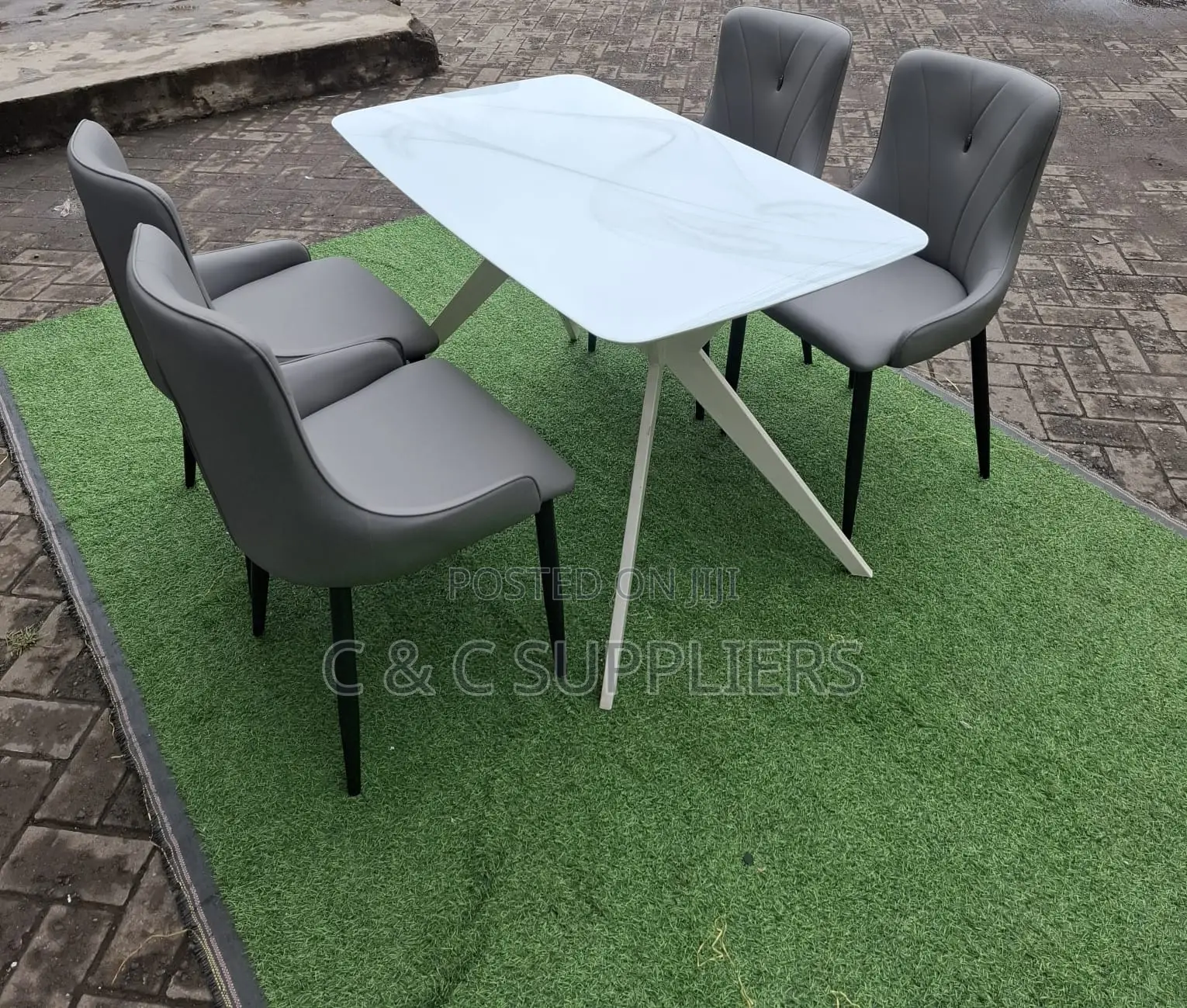 Dining Tables; 4-Seater Marble Top Modern Dining Sets