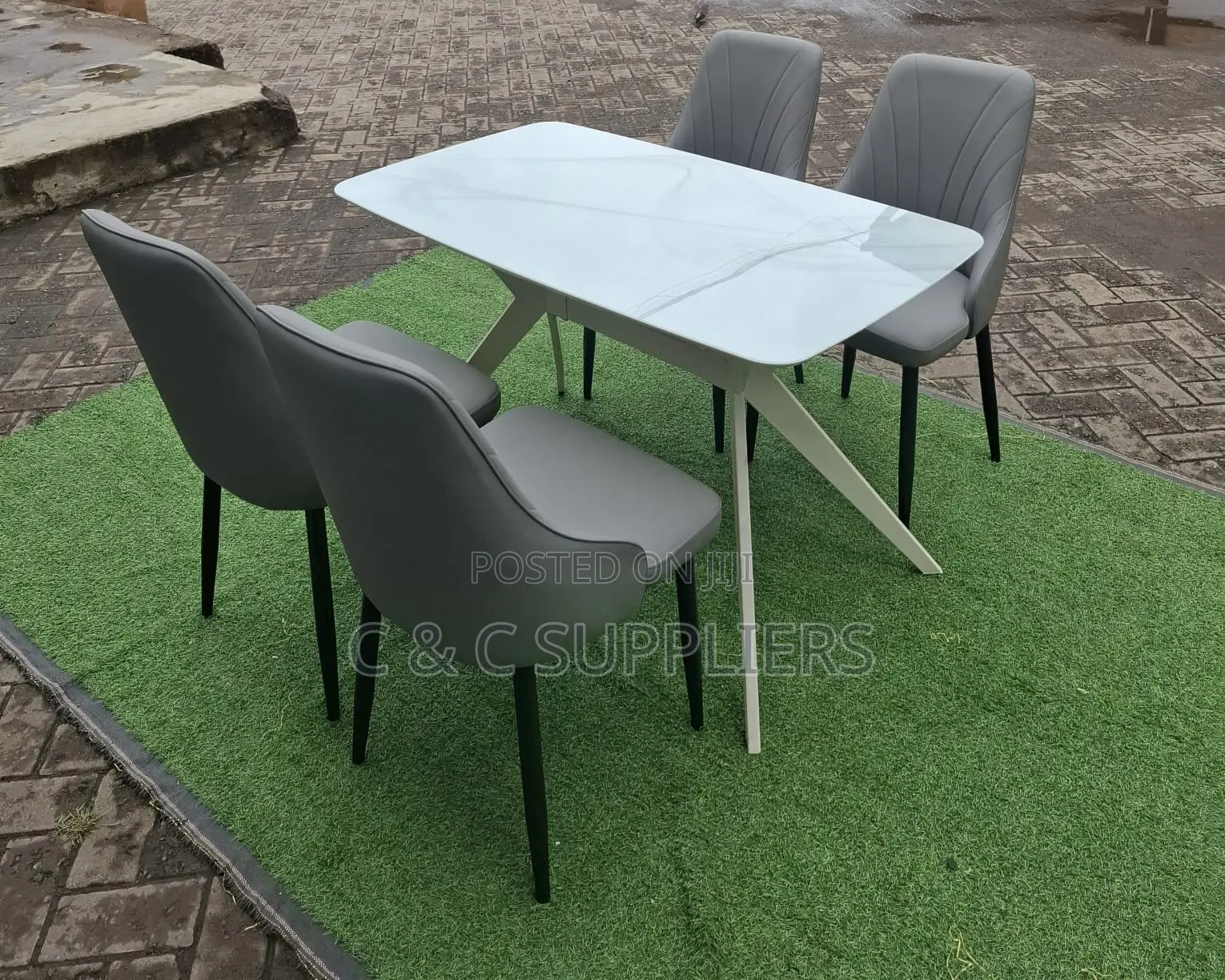 Dining Tables; 4-Seater Marble Top Modern Dining Sets