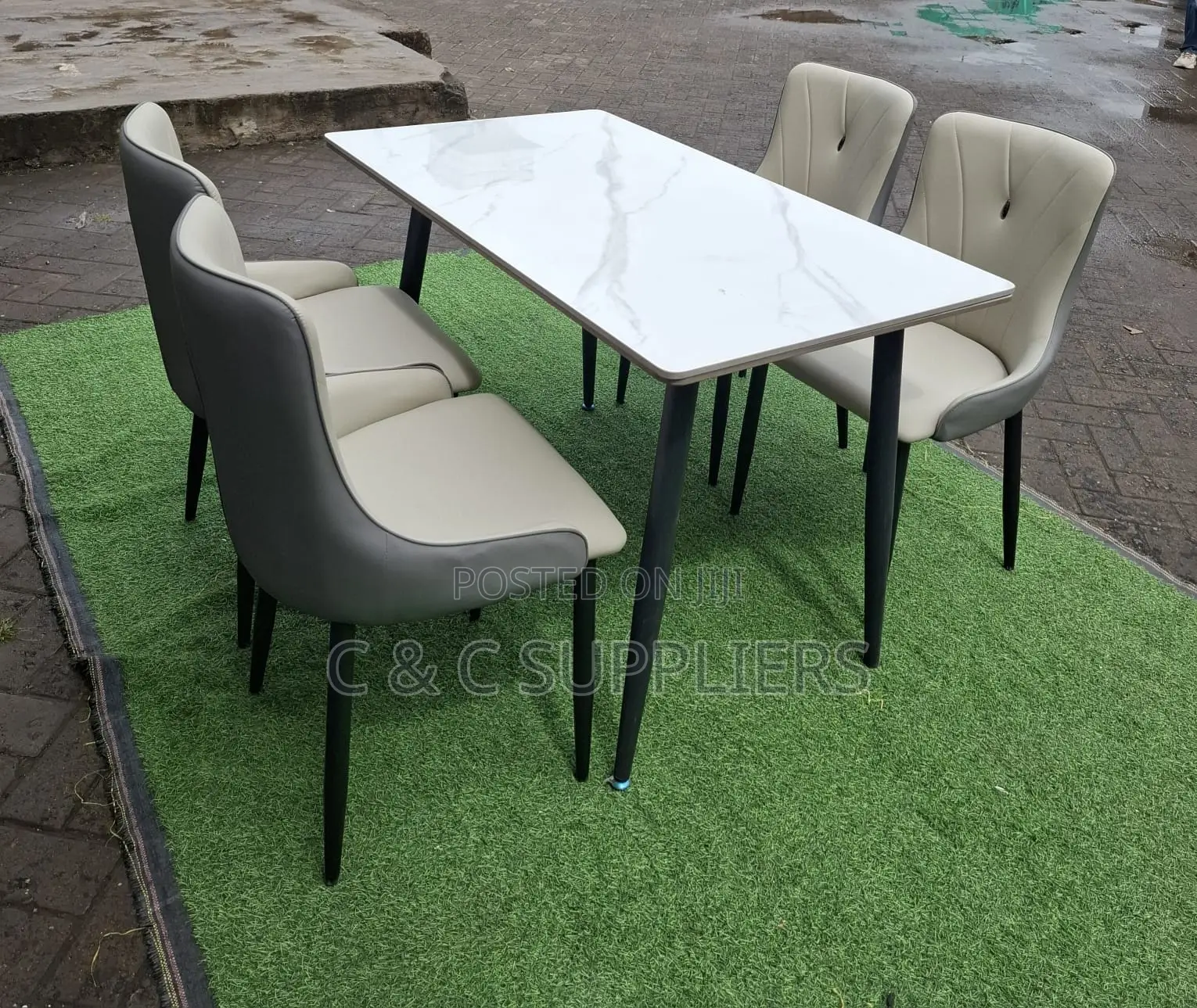 Dining Tables; 4-Seater Marble Top Modern Dining Sets