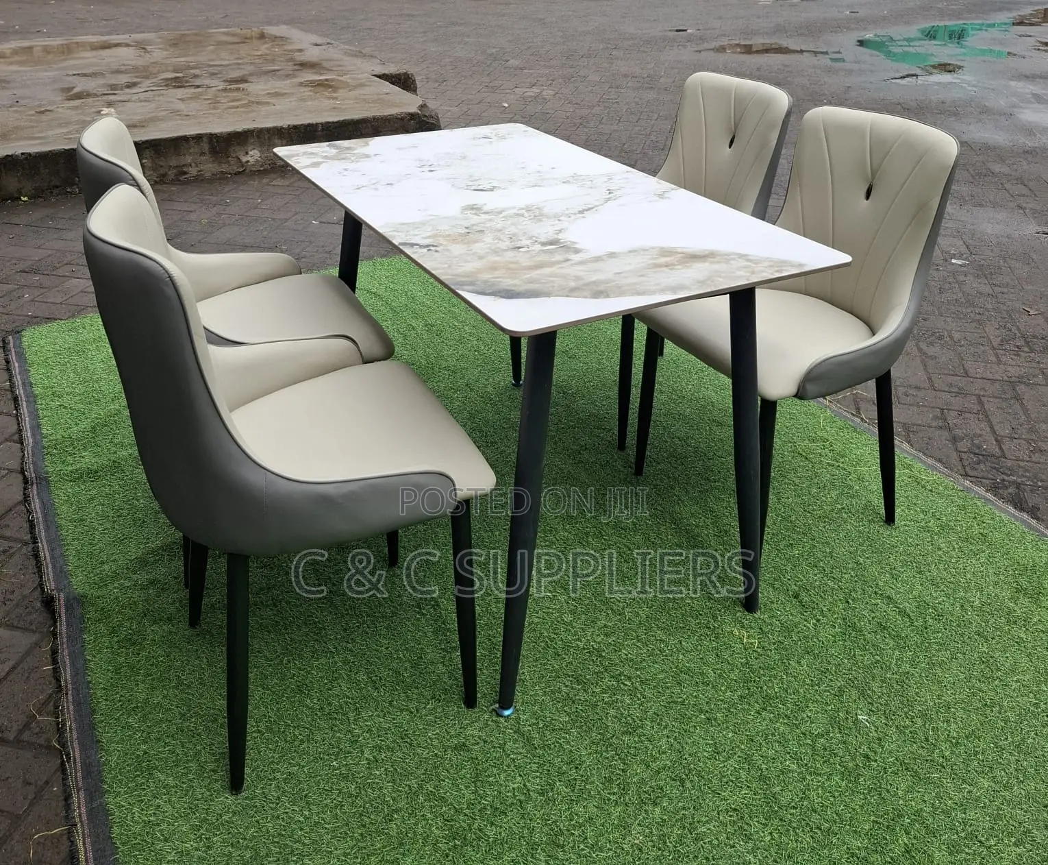 Dining Tables; 4-Seater Marble Top Modern Dining Sets