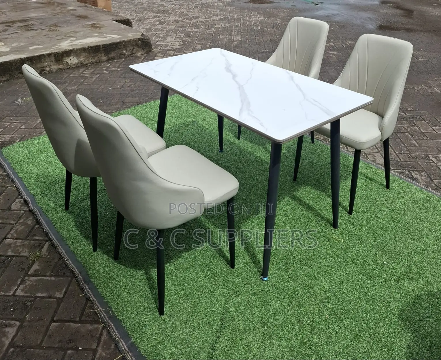 Dining Tables; 4-Seater Marble Top Modern Dining Sets