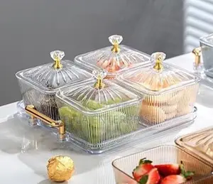 Dessert Snack Set of 5 Set Have 5 PCS (4bowls and One Tray)