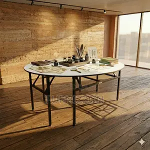 Portable 1.5m Round Wooden Folding Table – Space Saving