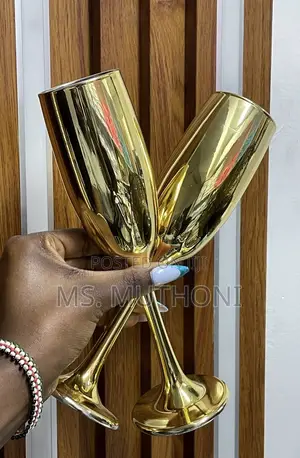 6 PCS Stainless Steel Gold Champagne Flutes