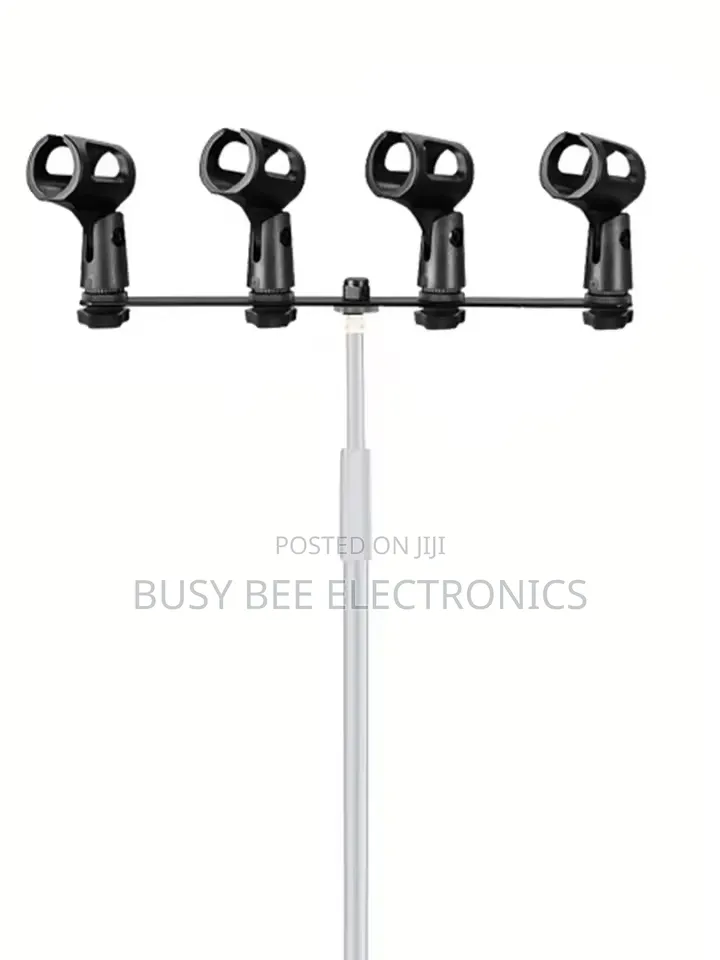 4 Microphone Clips, Stereo T-Rod Adapter Stand,