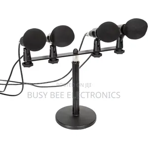 4 Microphone Clips, Stereo T-Rod Adapter Stand,
