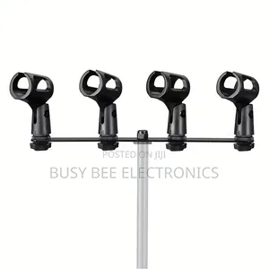 4 Microphone Clips, Stereo T-Rod Adapter Stand,