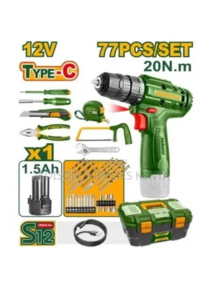 Jadever 77pcs Tools Set 12v Cordless Drill Tool Box 16" Tools Inside