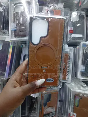 Brown Faux Leather Protective Case for the Samsung Galaxy S25 Ultra