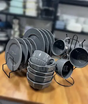 16 PCS Grey Stoneware Dinner Set