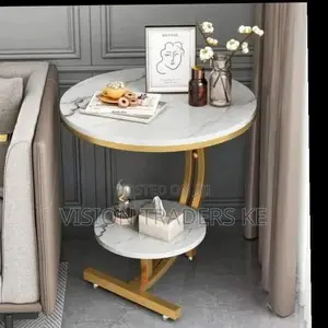 Nesting Bedside Cabinet Double Layer MDF Marble Effect Coffees Table
