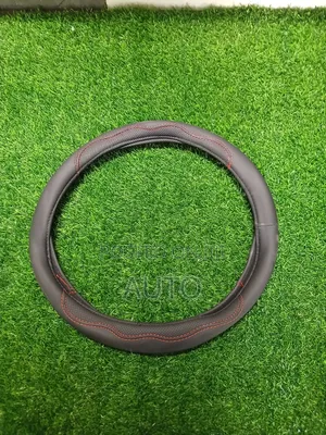 Car Steering Wheel Cover Black With Red Stitching – Universal Fit