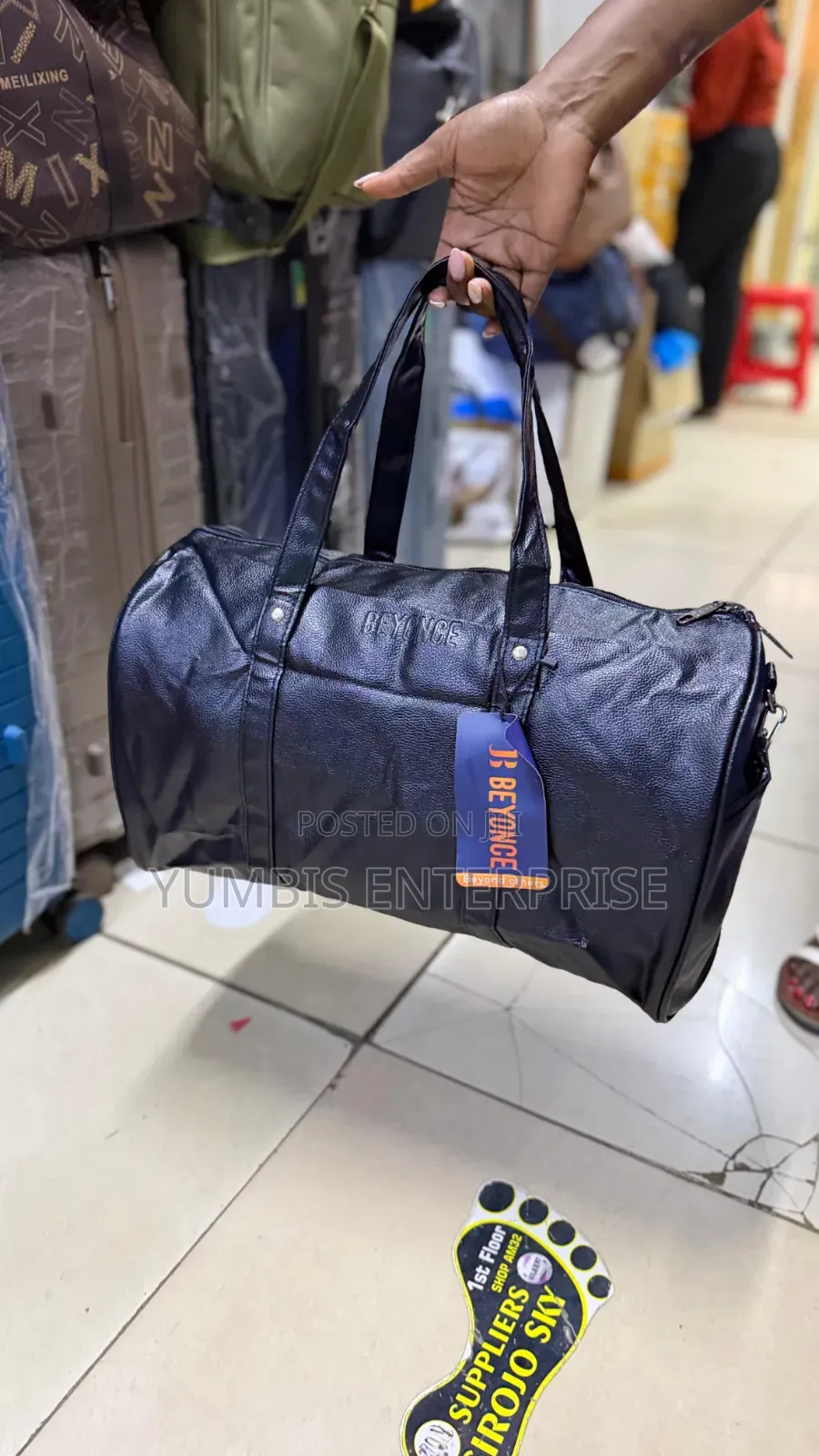 Black Medium Travel Bags Sleek Leather Material