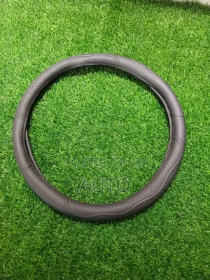 Black Leather Steering Wheel Cover – Anti-Slip Universal Fit