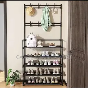 5 Tier Multifunctional Shoe Rack With Hanging Hooks