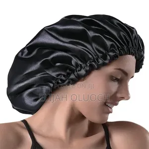 Black Satin Hair Bonnet*
 Adjustable
 *Material* Satin