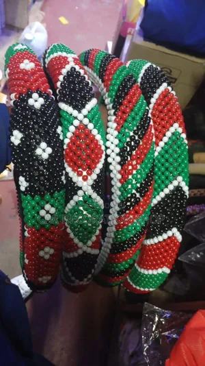Handcrafted Maasai Beaded Kenyan Colors Steering Wheel Cover