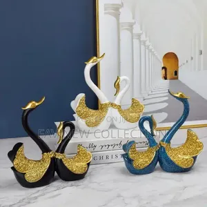 Pair Swan Home Decor Resin Figurine Sculpture Statue