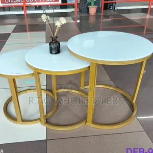 3 in 1 Executive Glass Effect Marble Coffee Table Set