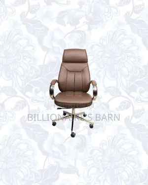Brown Executive Leather Office Chair High Back Chrome Base Seating