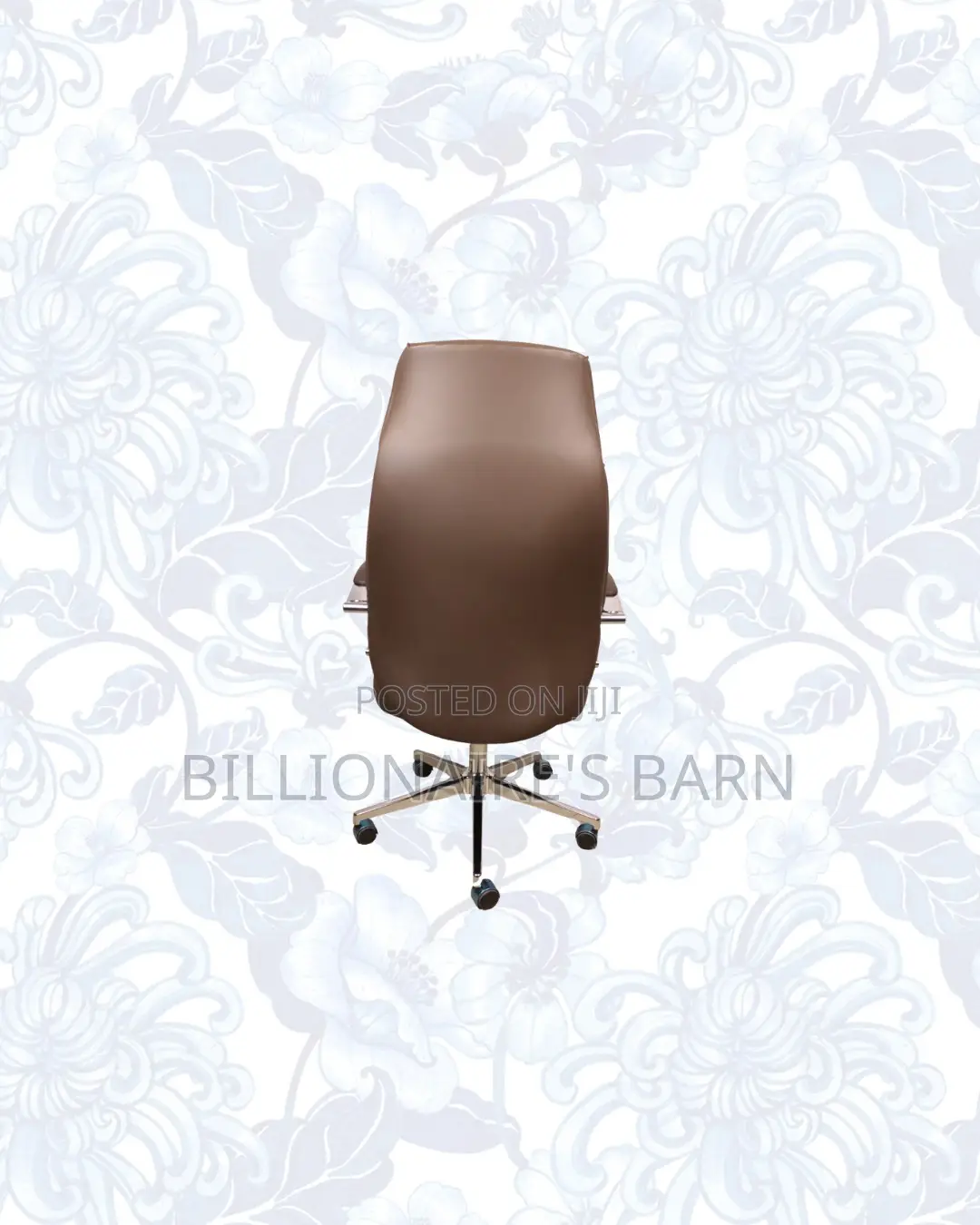 Brown Executive Leather Office Chair High Back Chrome Base Seating