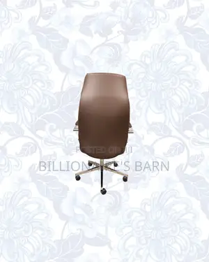 Brown Executive Leather Office Chair High Back Chrome Base Seating