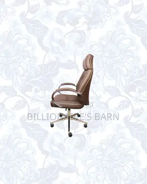 Brown Executive Leather Office Chair High Back Chrome Base Seating