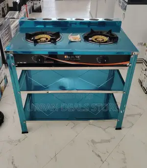 Rebune Double Burner Standing Gas Stove With Shelves