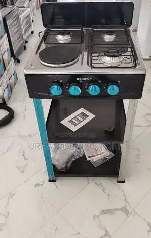 Rebune 3 Gas + 1 Electric Burner Standing Gas Stove With Shelves