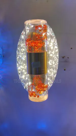 Decorative Led Wall Bracket Light With Embedded Orange Floral Design