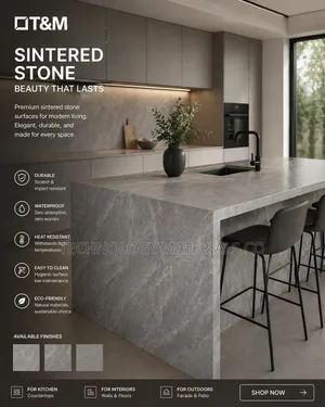 Premium Grey Sintered Stone Slab 2.6m X 0.8m – Durable Modern Finish