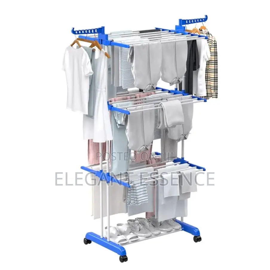 Foldable Movable 3 Tier Clothe Rack With a Shoe Rack