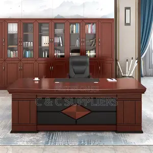 Office Desks; Executive Office Desk With Bookshelf - 160cm