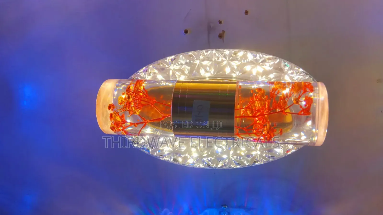 Vintage Led Wall Bracket Light With Embedded Orange Floral Design F3e