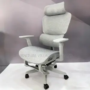 Swivel White High-Back Mesh Seat With Footrest