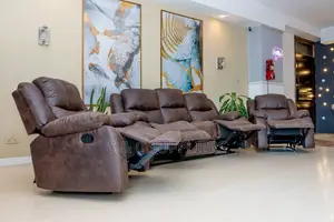 Office Sofas; 5 Seater Recliner Sofa (Brown, Crean Gray Colors)