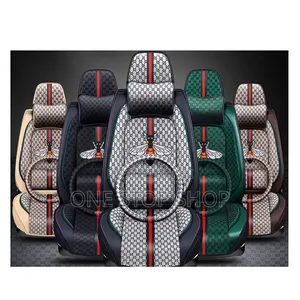 5_seater Cars Gucci Theme Leather Flax Spongy Comfort Seat Covers