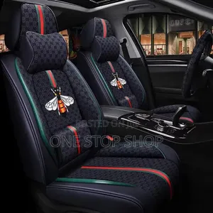 5seater Black Gucci Pu Leather Seat Covers With Steer Cover