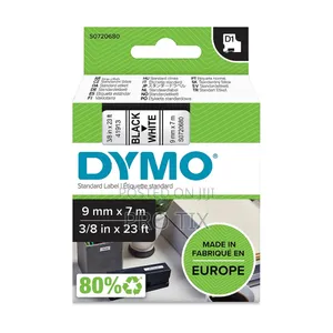 Dymo 45013 9mm X7m Black on White Tape