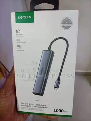Ugreen Usb-C to Rj45 Gigabit Ethernet + Usb-a 3.0 (3 Ports) Adapter