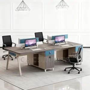 Office Desks; 4-Way Modular Office Workstation With Drawers
