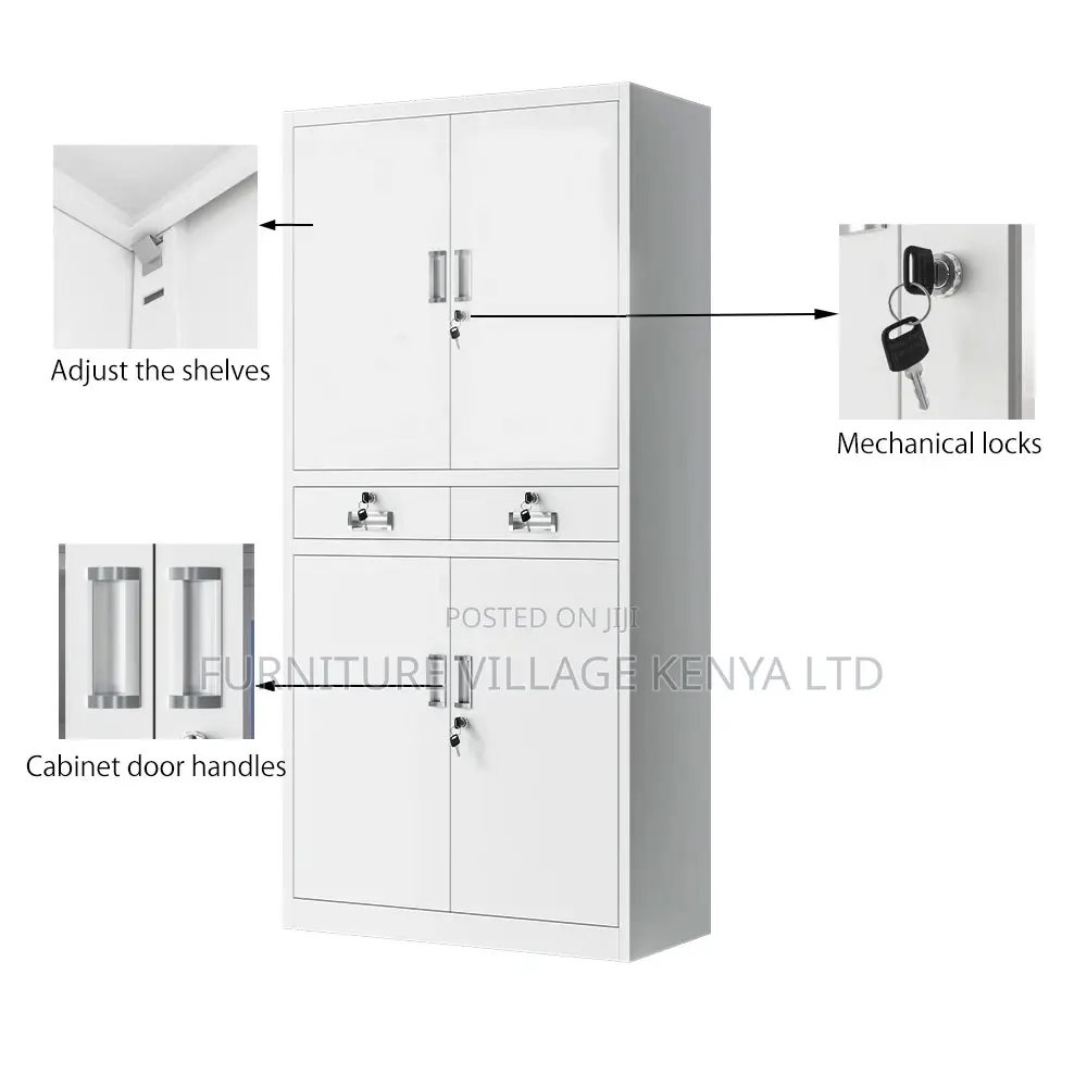 4-Door's White Metallic Document Office Cabinet