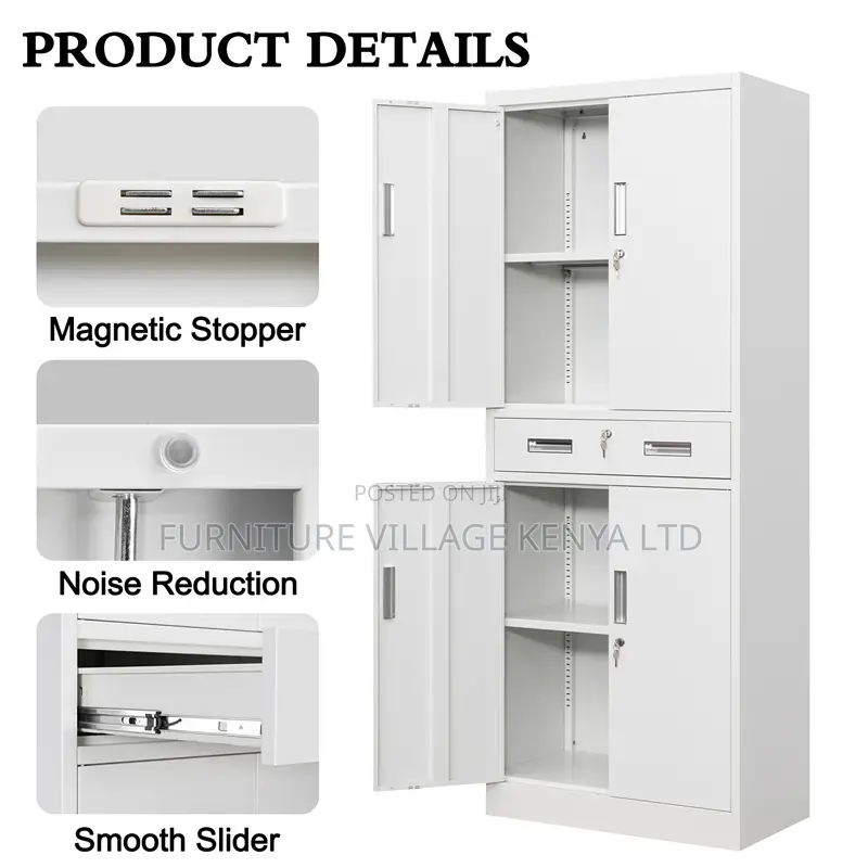 4-Door's White Metallic Document Office Cabinet