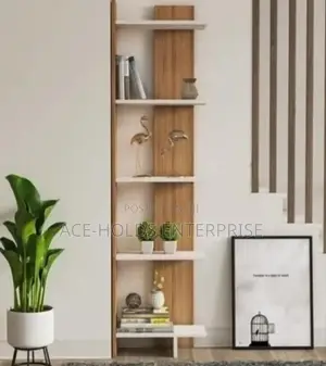 Sly Corner Bookshelf Décor Stand Teak and White