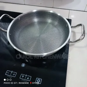 2 Handle Honeycomb Stainless Steel Non Stick Pan