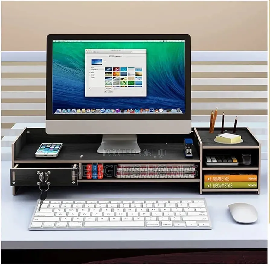 Desktop Computer Bamboo Monitor Stand Riser-Re