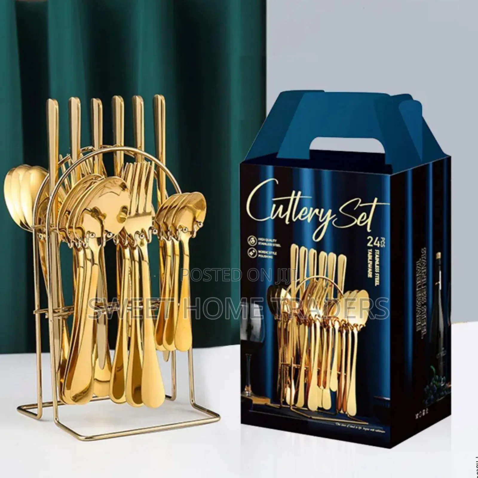 24pcs Heavy Duty Quality Cutlery Sets(Gold)