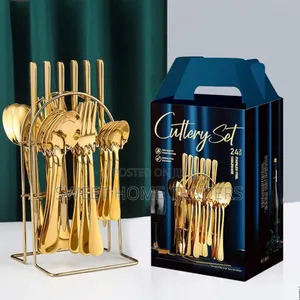 24pcs Heavy Duty Quality Cutlery Sets(Gold)
