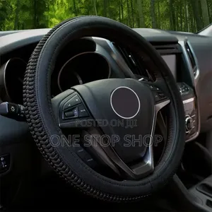 Black 38cm Microfiber Leather Better Grip Steering Wheel Cover